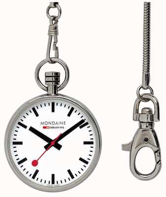 Mondaine Relógio de bolso Swiss Railways oficial (43mm) mostrador branco / aço inoxidável A660.30316.11SBB