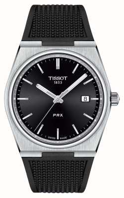 Tissot Prx quartzo (40mm) mostrador preto / pulseira de silicone preta T1374101705100