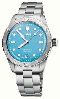 ORIS Divers sessenta e cinco algodão doce automático (38 mm) mostrador azul / pulseira de aço inoxidável 01 733 7771 4055-07 8 19 18