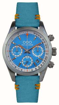 Out Of Order Cronógrafo esportivo Azure (40mm) mostrador azul / pulseira de couro azul OOO.001-23.AZ.AZ