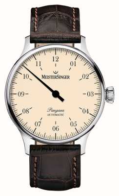 MeisterSinger Pangea automático (40mm) mostrador marfim / pulseira de couro marrom PM9903