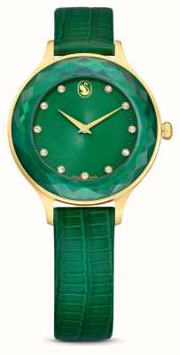 Swarovski Octea nova | pulseira de couro | verde | tom de ouro 5650005