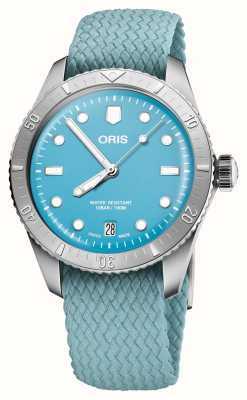 ORIS Divers sessenta e cinco algodão doce automático (38 mm) mostrador azul / pulseira em tecido reciclado 01 733 7771 4055-07 3 19 02S