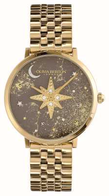 Olivia Burton Celestial nova mostrador cinza celeste / pulseira de aço inoxidável dourado 24000079