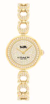 Coach Mostrador feminino com cristal Gracie (23 mm) / pulseira de aço inoxidável com cristal dourado 14504219