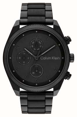 Calvin Klein Relógio masculino Impact (44 mm) preto / pulseira de aço inoxidável preta 25200359