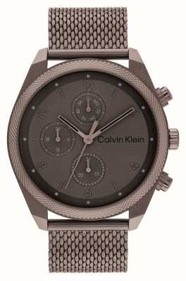 Calvin Klein Impact masculino (44 mm) mostrador marrom / pulseira de malha de aço marrom 25200361