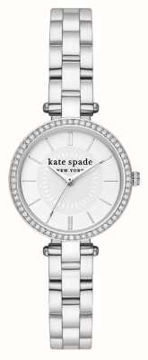 Kate Spade Mostrador branco Holland (28 mm) / pulseira em aço inoxidável KSW1728