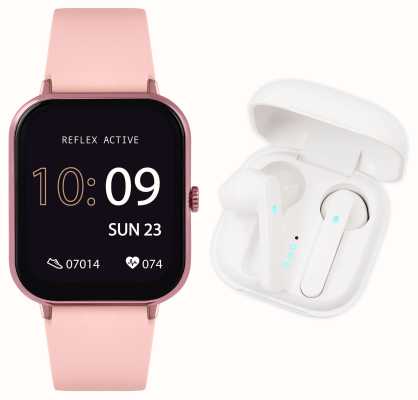 Reflex Active Smartwatch multifuncional Série 17 + conjunto de fones de ouvido sem fio (39 mm) mostrador digital / silicone rosa RA17-2162-TWS