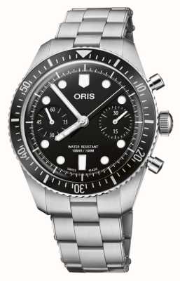 ORIS Divers sessenta e cinco cronógrafo automático (40 mm) mostrador preto / pulseira de aço inoxidável 01 771 7791 4054-07 8 20 18