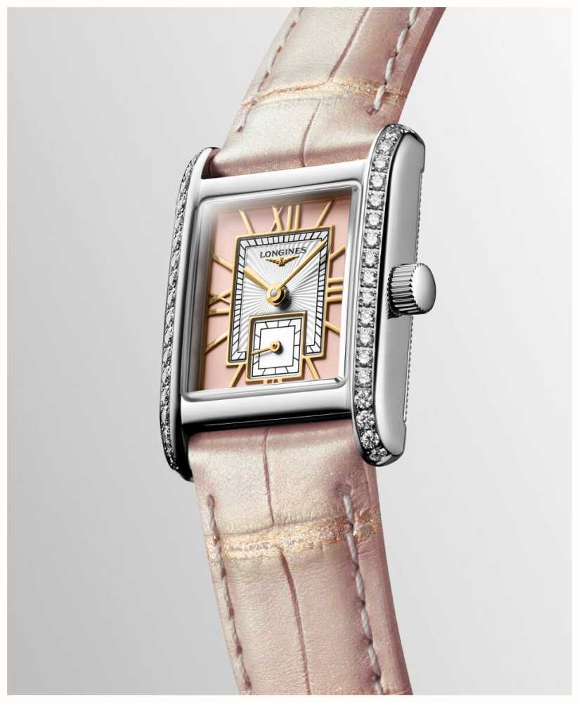 LONGINES Mini Dolce Vita 21 5 Mm Mostrador Rosa Flor pulseira De