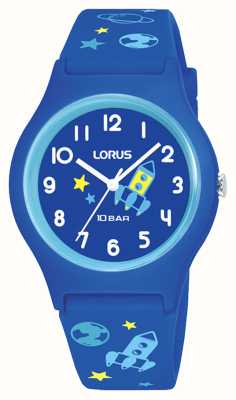 Lorus Mostrador azul de 100 m (34 mm) para espaço exterior infantil / silicone azul RRX45HX9