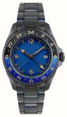 Out Of Order Mostrador azul trecento (40 mm) azul / pulseira de aço inoxidável preto OOO.001-24.BL
