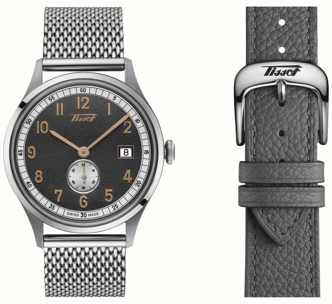 Tissot Conjunto De Pulseira De Couro Preto Heritage Pequeno