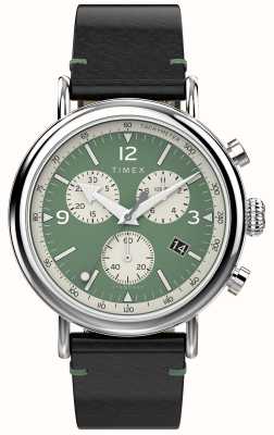 Timex Waterbury Chrono masculino (41 mm) mostrador verde / pulseira de couro marrom TW2V71000