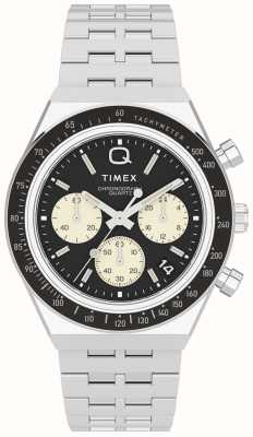 Timex Q diver inspirado em crono (40 mm) mostrador preto / pulseira em aço inoxidável TW2V42600