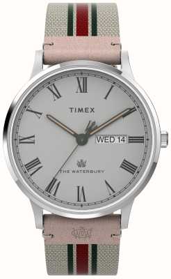 Timex Mostrador masculino waterbury (40 mm) cinza / pulseira de tecido branco TW2V73700