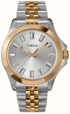 Timex Mostrador feminino kaia (38 mm) prateado / pulseira em aço inoxidável de dois tons TW2V79700
