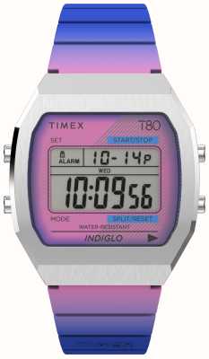 Timex Mostrador digital de 80 (36 mm) / pulseira de resina roxa TW2V74600