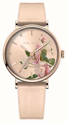 Ted Baker Mostrador floral rosa phylipa feminino (34 mm) / pulseira de couro rosa BKPPHF307