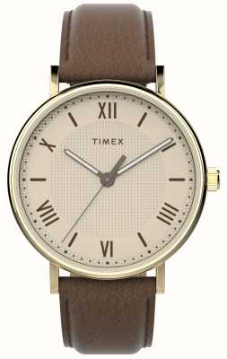 Timex Mostrador masculino Southview (41 mm) creme / pulseira de couro marrom TW2V91300