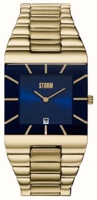 STORM Masculino omari xl (32 mm) mostrador azul / pulseira de aço inoxidável dourado 47195/GD/B