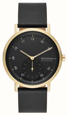 Skagen Mostrador preto kuppel masculino (44 mm) / pulseira de couro preta SKW6896
