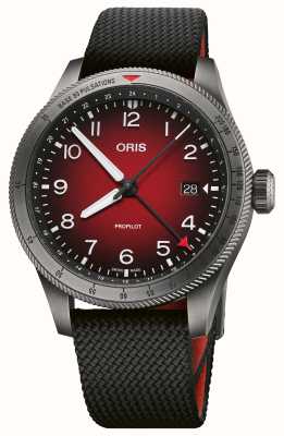 ORIS Propilot gmt automático (41,5 mm) mostrador fumé vermelho / pulseira têxtil preta 01 798 7773 4268-07 3 20 14GLC
