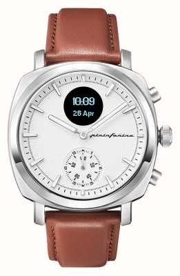 Pininfarina by Globics Smartwatch híbrido Senso (44 mm) prata luar / couro italiano PMH01A-01