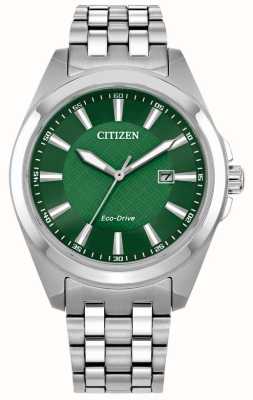 Citizen Mostrador verde masculino eco-drive (41 mm) / pulseira de aço inoxidável BM7530-50X