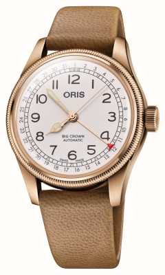 ORIS Edição limitada Big Crown Father Time - mostrador branco em bronze (40 mm) / couro marrom e pulseira em bronze 01 754 7741 3161-SET