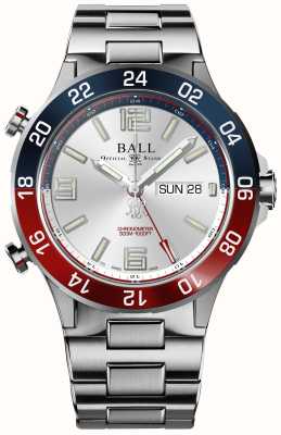 Ball Watch Company Roadmaster Marine GMT (42 mm) mostrador prateado / pulseira de titânio e aço inoxidável DG3222A-S1CJ-SL