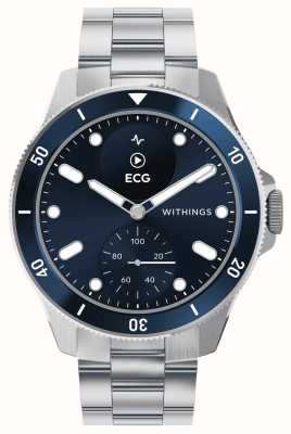 Withings Scanwatch nova - smartwatch híbrido clinicamente validado (42 mm) mostrador híbrido azul / aço inoxidável HWA10-MODEL 7-ALL-INT