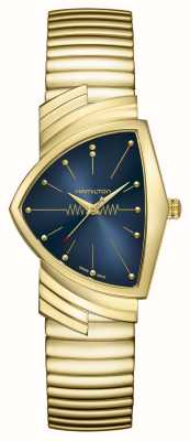 Hamilton Ventura quartzo (32,3 mm) mostrador azul / pulseira em aço inoxidável pvd dourado H24301141