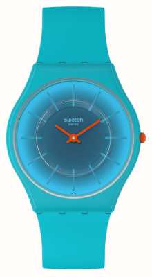 Swatch Mostrador azul radiantemente azul-petróleo (34 mm) / pulseira de silicone azul-petróleo SS08N114