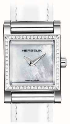 Herbelin Caixa do relógio Antarès - mostrador em madrepérola / aço inoxidável cravejado de diamantes - somente caixa H17144AP52Y09