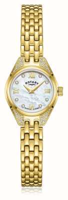 Rotary Quartzo com diamante tradicional (20 mm) mostrador em madrepérola / pulseira em aço inoxidável pvd dourado LB05143/41/D