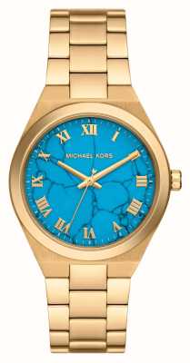 Michael Kors Lennox feminino (37 mm) mostrador azul / pulseira de aço inoxidável dourado MK7460