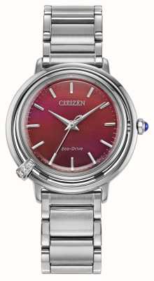 Citizen L arcly eco-drive feminino (31 mm) mostrador vermelho / pulseira de aço inoxidável EM1091-67X