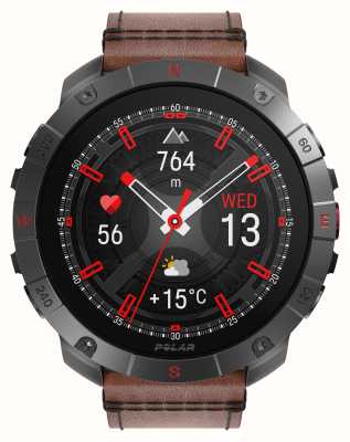 Polar Grit x2 pro titan premium gps relógio esportivo inteligente (m-l) pulseira de couro marrom + pulseira de silicone preta 900110288