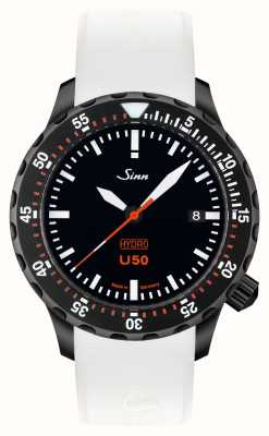 Sinn U50 hydro s 5000m (41mm) mostrador preto / pulseira de silicone branca 1051.020 WHITE SILICONE