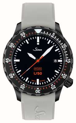 Sinn U50 hydro s 5000m (41mm) mostrador preto / pulseira de silicone cinza 1051.020 GREY SILICONE