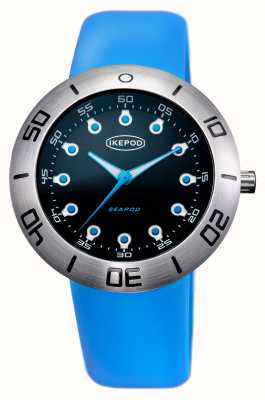 IKEPOD Seapod jacques automático s002 (46 mm) mostrador preto / pulseira de silicone azul S002-SI-LN