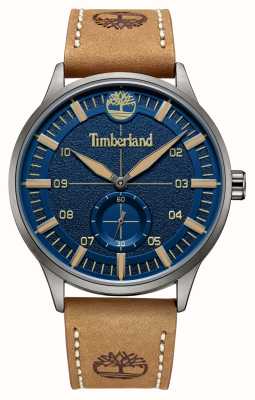 Timberland Mostrador azul Beckman de pequenos segundos de quartzo (44 mm) / pulseira de couro marrom TDWGA2181602