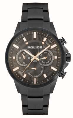Police Cronógrafo de quartzo Kismet (47 mm) mostrador preto / pulseira de aço inoxidável preta PEWJK2195101