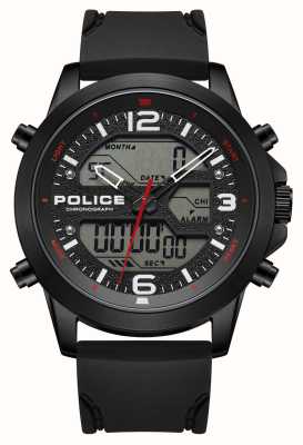 Police Cronógrafo híbrido Rig (47 mm) mostrador preto / pulseira de silicone preta PEWJP2194701