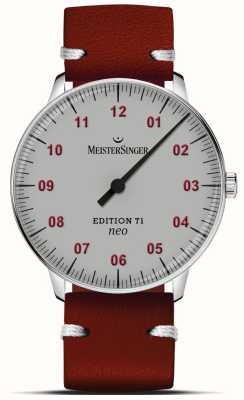 MeisterSinger Edição limitada neo t1 (36 mm) mostrador cinza / pulseira de couro vermelha ED-NES-T1