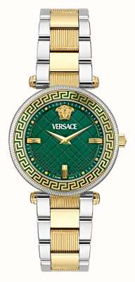 Versace Reve (35 mm) mostrador verde / pulseira de aço inoxidável em dois tons VE8B00524