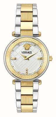 Versace Reve (35 mm) mostrador prateado / pulseira em aço inoxidável de dois tons VE8B00724