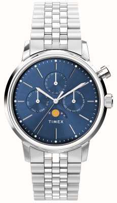 Timex Marlin moonphase (40 mm) mostrador azul / pulseira em aço inoxidável TW2W51300